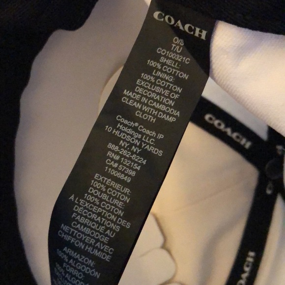 Coach 100% Cotton Embroidered Baseball Hat Color Chalk OS NWT - Picture 10 of 14
